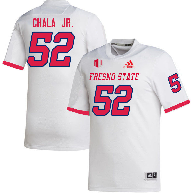 Men #52 Isiah Chala Jr. Fresno State Bulldogs College Football Jerseys Stitched Sale-White - Click Image to Close